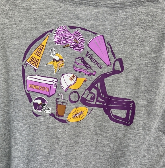 Minnesota Vikings Women’s XL Pocket Tee Heather Gray NFL Graphic Game Day Top - Picture 6 of 6